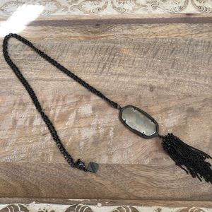 Kendra Scott Rayne Mirror Rock in Gunmetal Long Necklace with Tassel